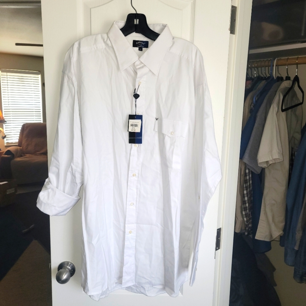 Mens Callaway Golf White Shirt Size XL NWT. Long Sleeve.